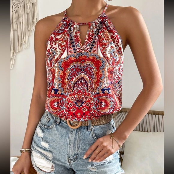 Boho paisley floral print halter - Picture 5 of 7